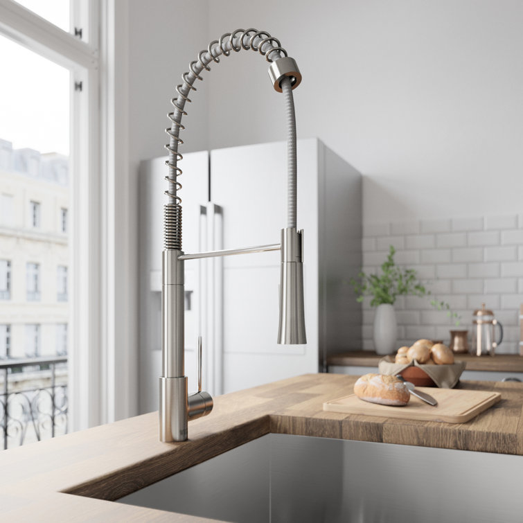 Stainless Steel Modern Pull-Down Kitchen Faucet with Brass Handle