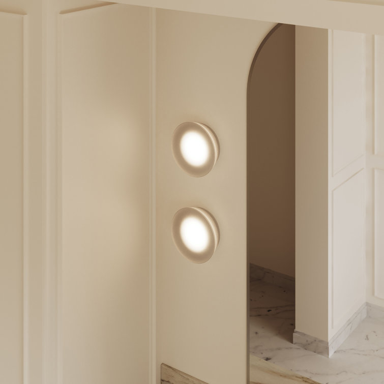 Round White Etched Crystal Glass Solar Wall Sconce