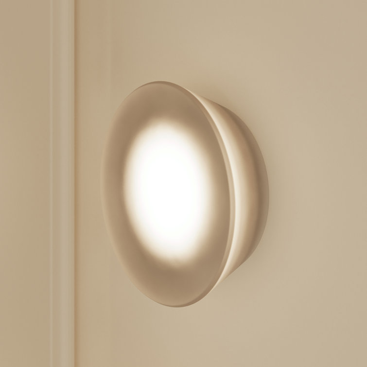 Round White Etched Crystal Glass Solar Wall Sconce