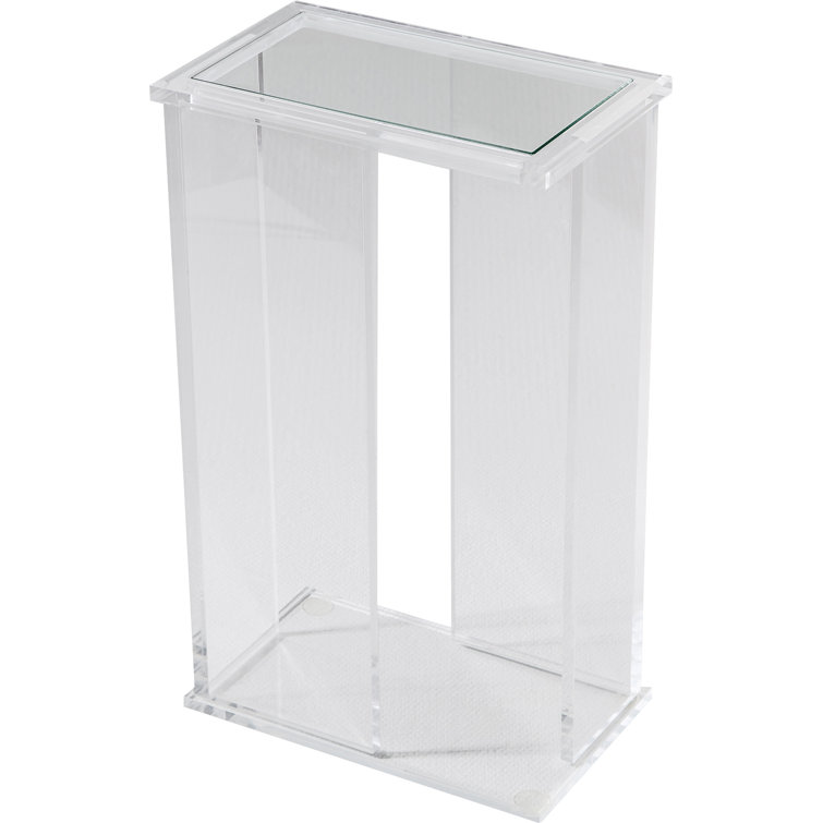 Clear Acrylic and Glass Rectangular End Table