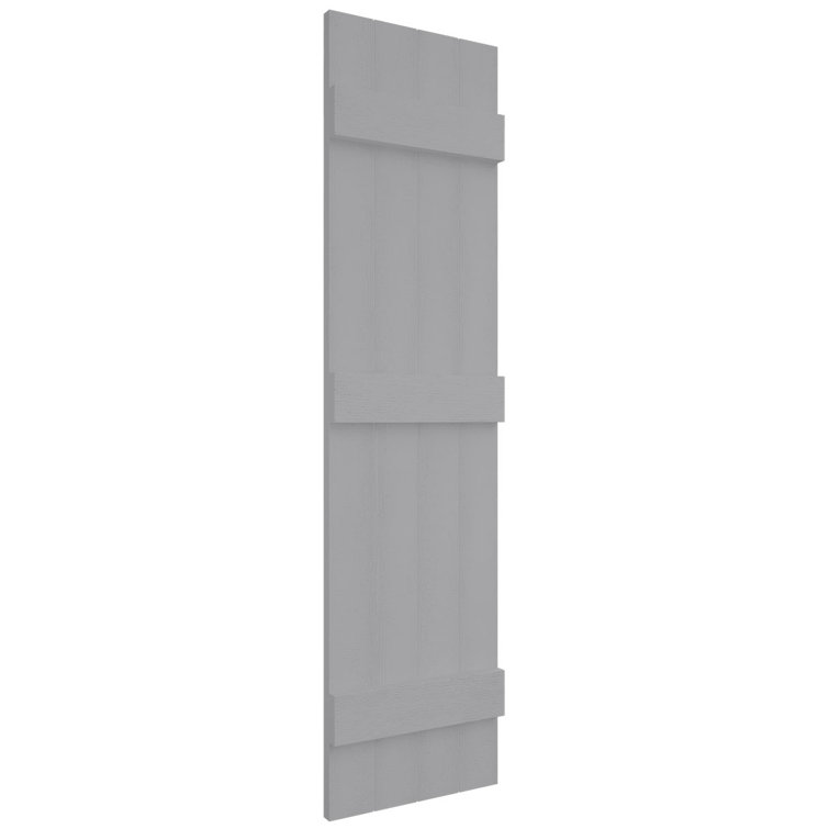 Gray Vinyl 71" Board-n-Batten Exterior Shutters with Installation Kit