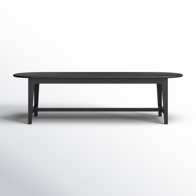 Black Solid Pine Oval Dining Table for Eight