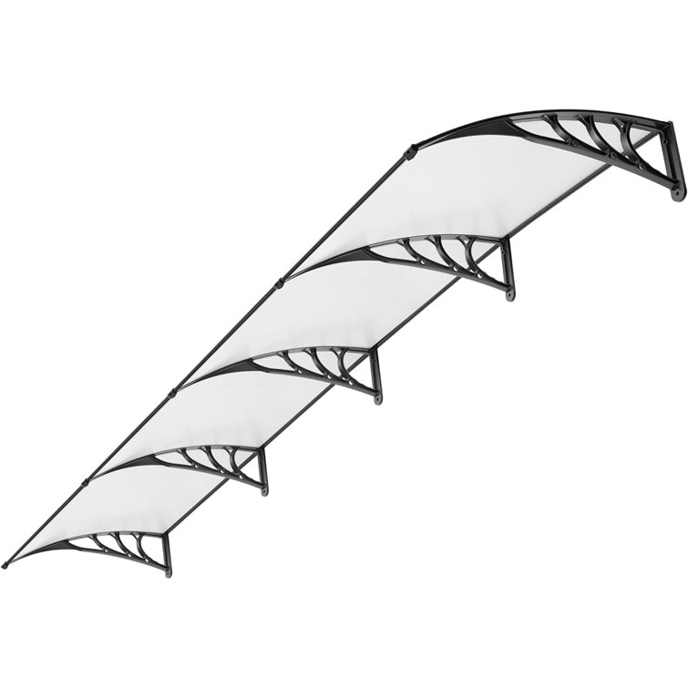 11'' H x 153.55'' W Black and Clear Polycarbonate Window Door Awning