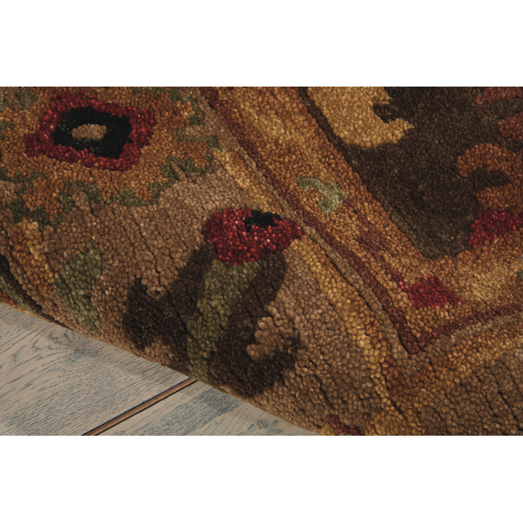 Espresso Geometric Hand-Knotted Wool Runner Rug, 2'3" x 8'