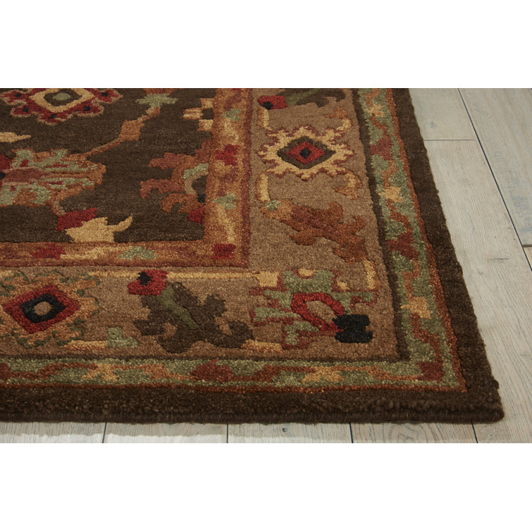 Espresso Geometric Hand-Knotted Wool Runner Rug, 2'3" x 8'