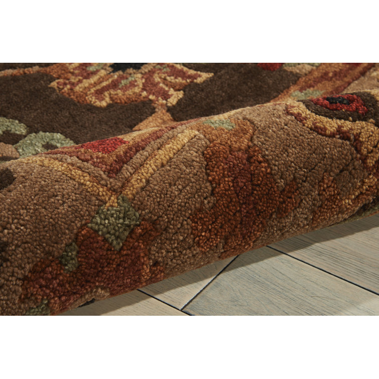 Espresso Geometric Hand-Knotted Wool Runner Rug, 2'3" x 8'