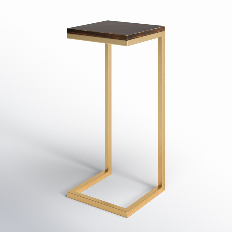 Antique Gold Mango Wood C-Shaped Side Table