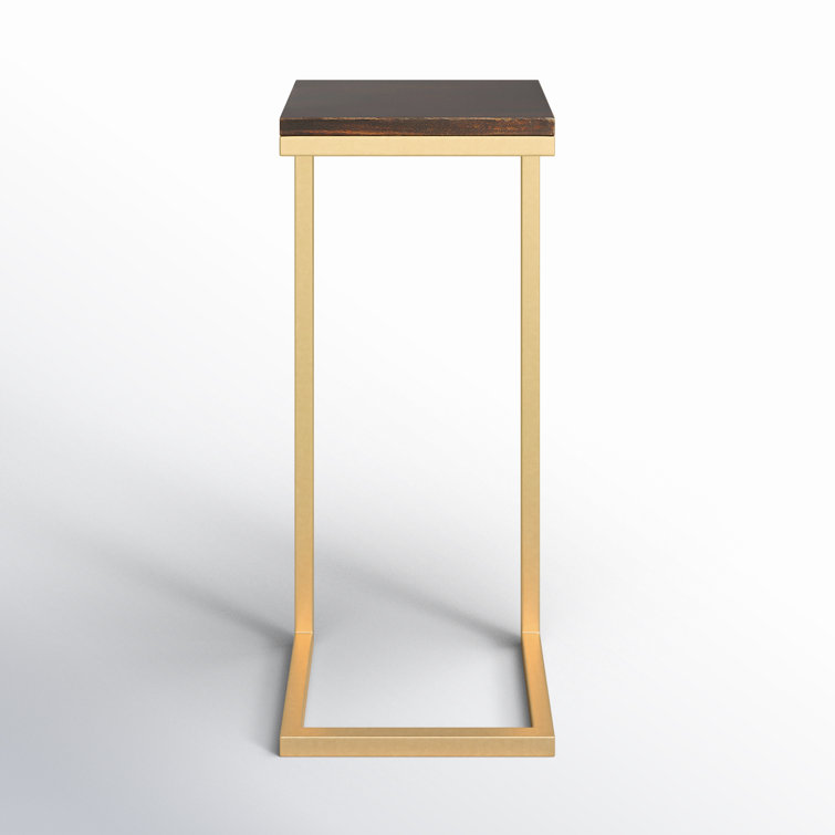 Antique Gold Mango Wood C-Shaped Side Table