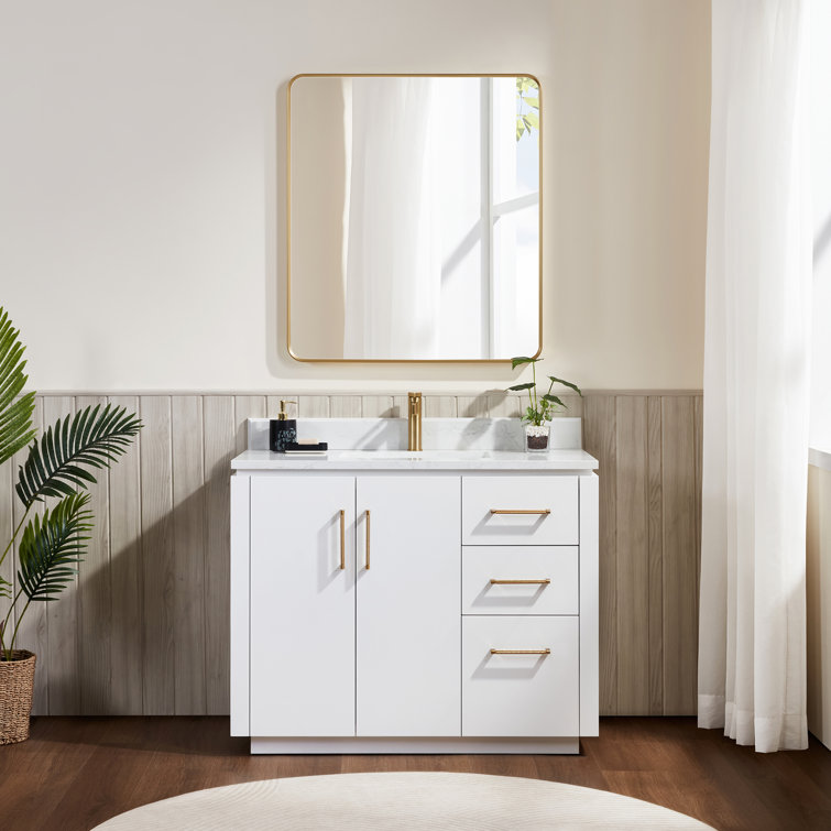 San 42'' Washed Ash Gray Single Bathroom Vanity with Gold Hardware