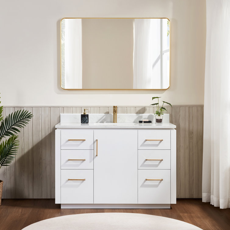 San 48'' White and Gold Single Bathroom Vanity