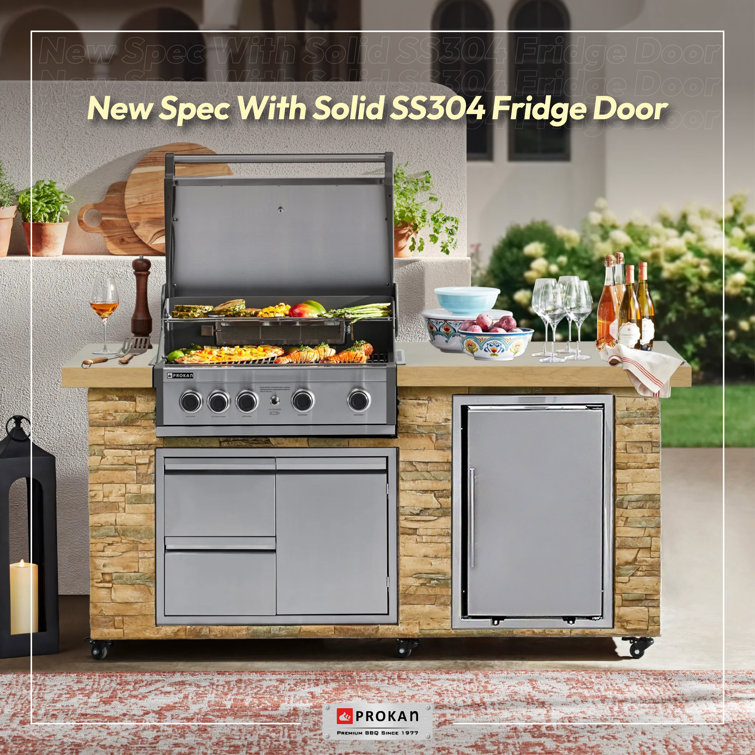 78" Stainless Steel Propane Grill Island with Rotisserie