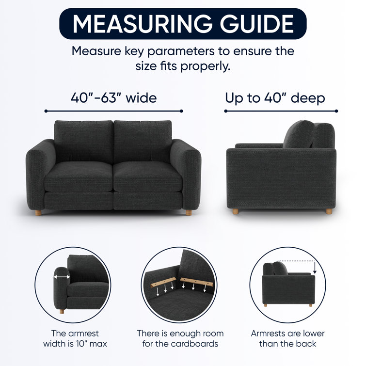 Platinum Gray Stretch Loveseat Sofa Slipcover with Tuck Strips