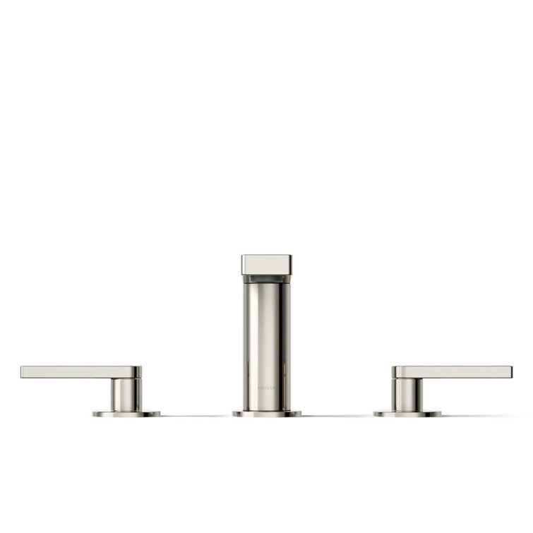 Vibrant Polished Nickel Minimalist Widespread Bathroom Faucet