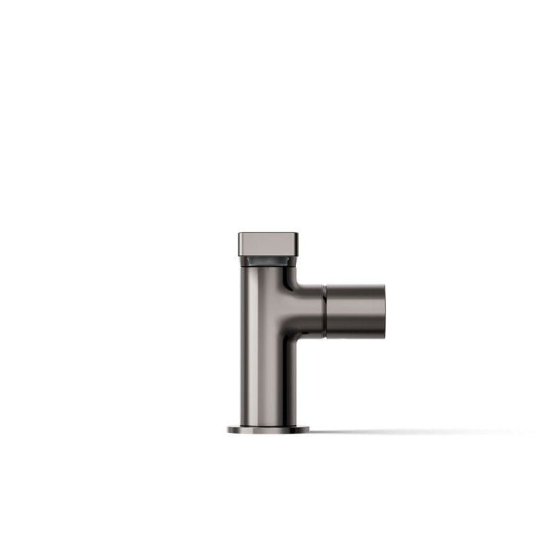 Composed Gray Metal Single-Handle Bathroom Faucet