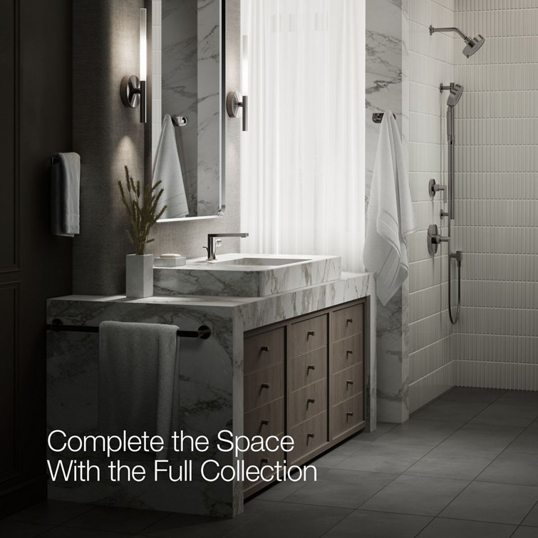 Composed Gray Metal Single-Handle Bathroom Faucet