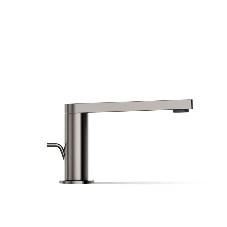 Composed Gray Metal Single-Handle Bathroom Faucet