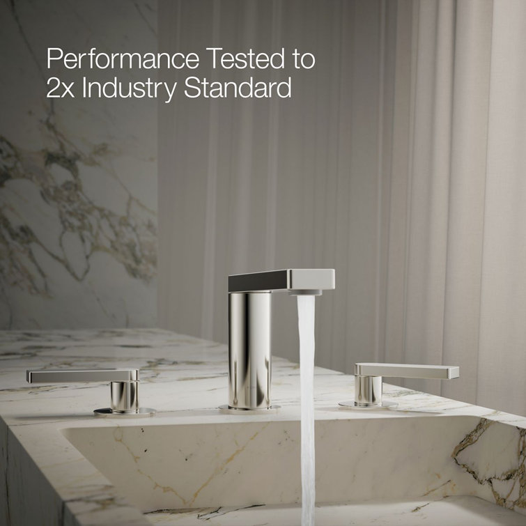 Vibrant Polished Nickel Minimalist Widespread Bathroom Faucet