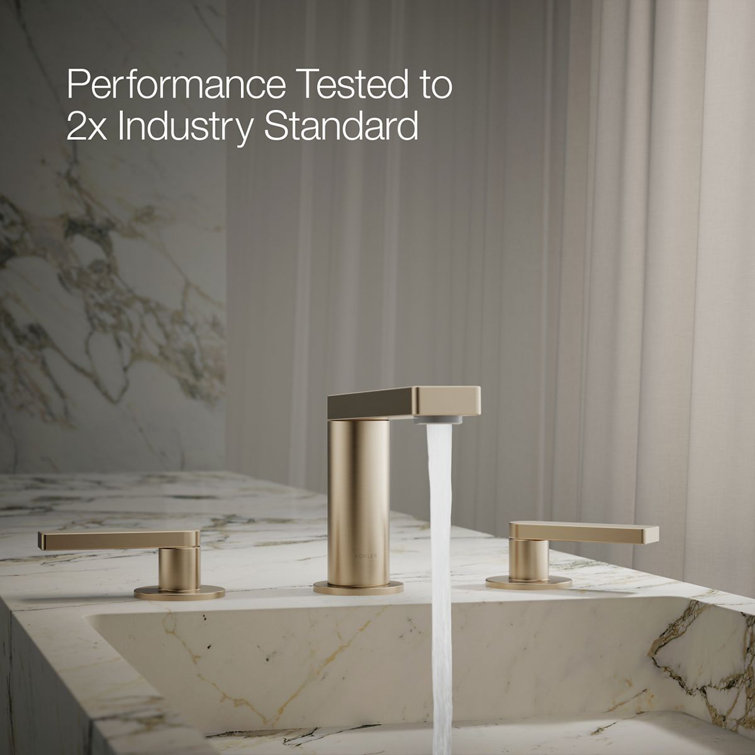 Vibrant Brushed Bronze Widespread Bathroom Faucet with Drain Assembly