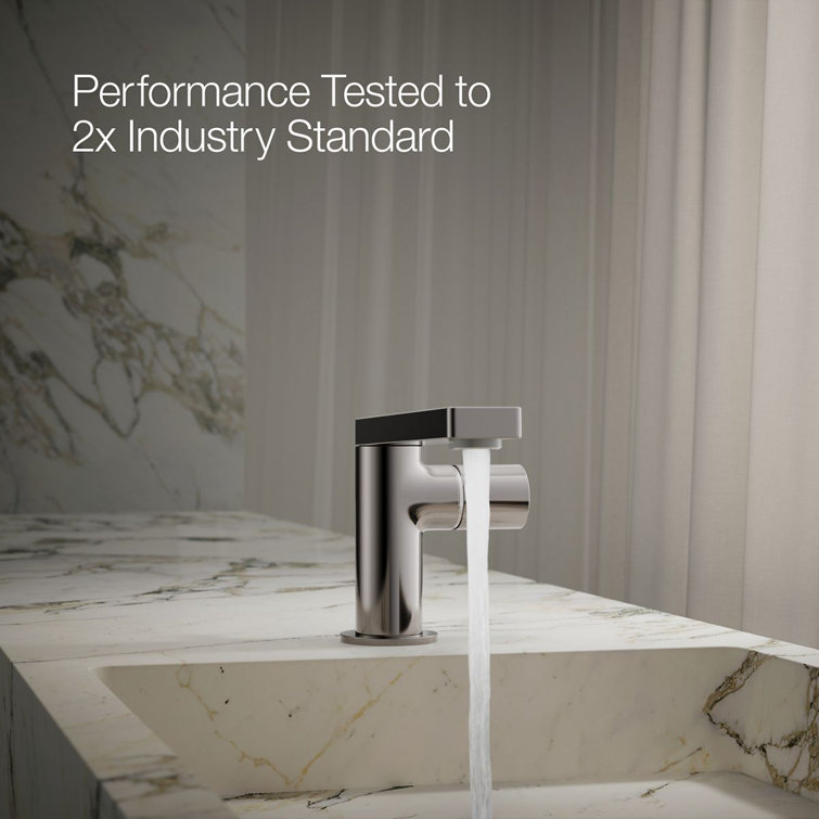 Composed Gray Metal Single-Handle Bathroom Faucet