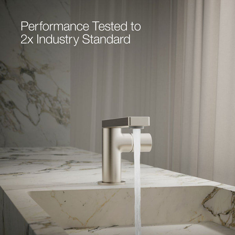 Vibrant Brushed Nickel Single-Handle Low Arc Bathroom Faucet