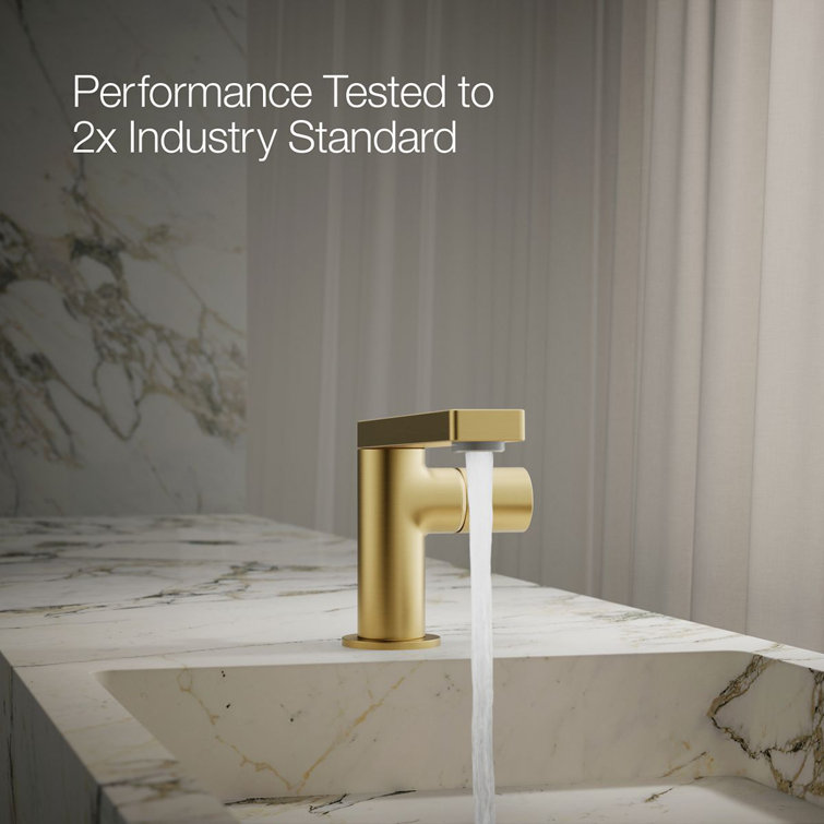 Vibrant Brushed Moderne Brass Single Handle Bathroom Faucet