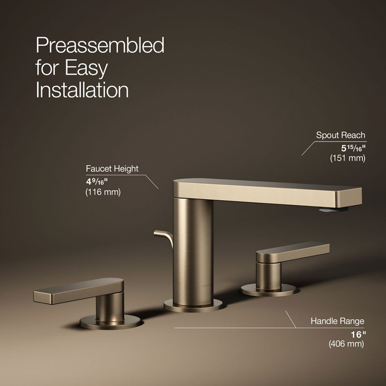 Vibrant Brushed Bronze Widespread Bathroom Faucet with Drain Assembly