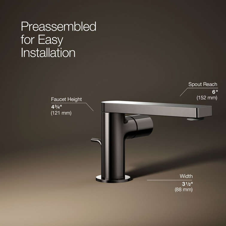 Composed Gray Metal Single-Handle Bathroom Faucet
