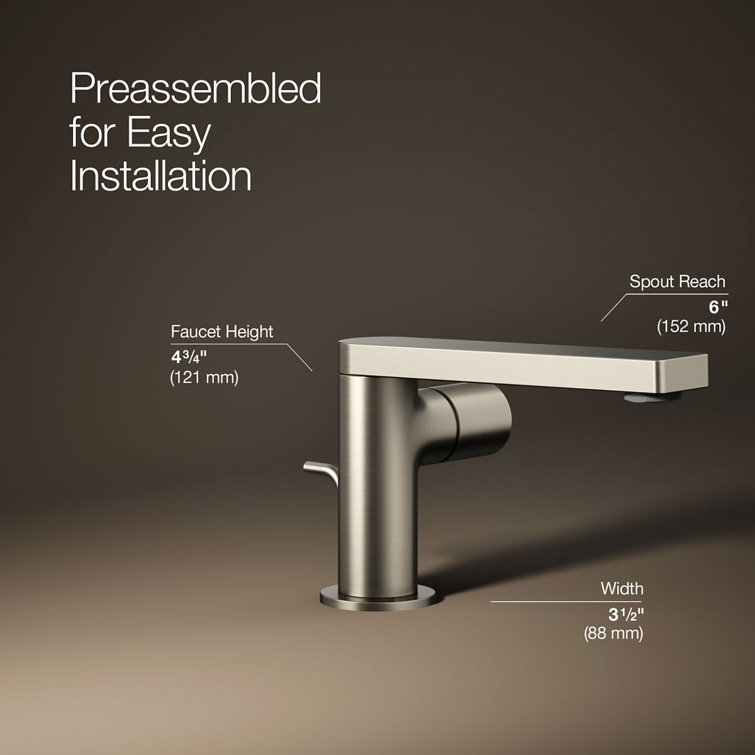 Vibrant Brushed Nickel Single-Handle Low Arc Bathroom Faucet