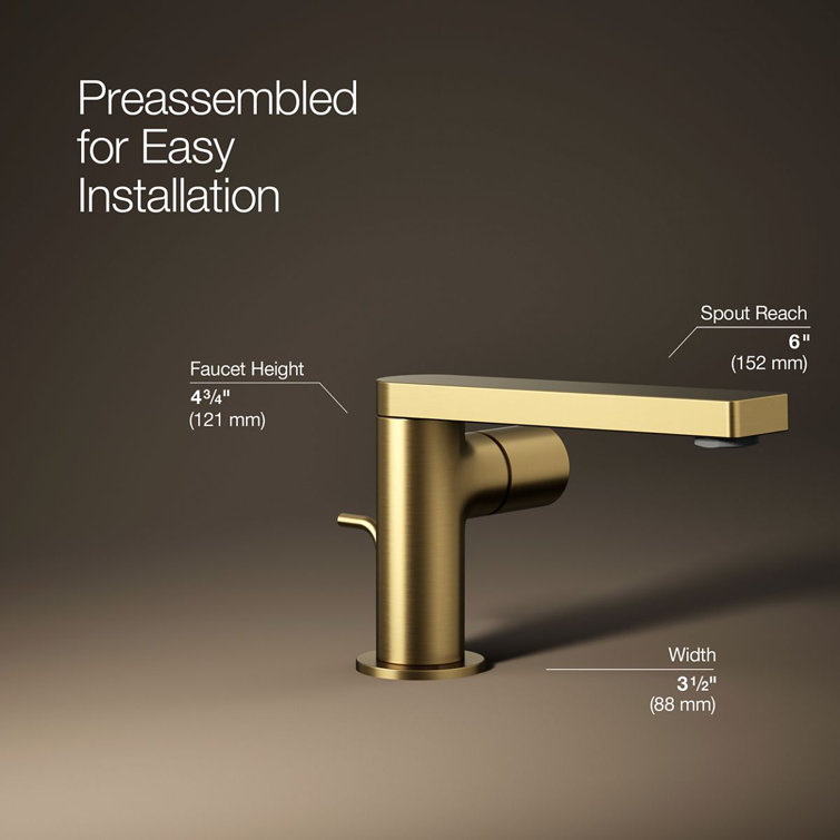 Vibrant Brushed Moderne Brass Single Handle Bathroom Faucet