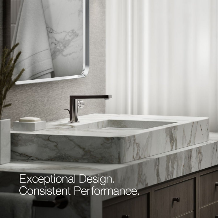Composed Gray Metal Single-Handle Bathroom Faucet