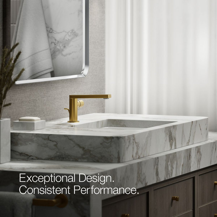 Vibrant Brushed Moderne Brass Single Handle Bathroom Faucet