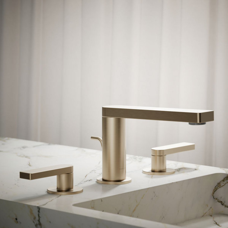 Vibrant Brushed Bronze Widespread Bathroom Faucet with Drain Assembly