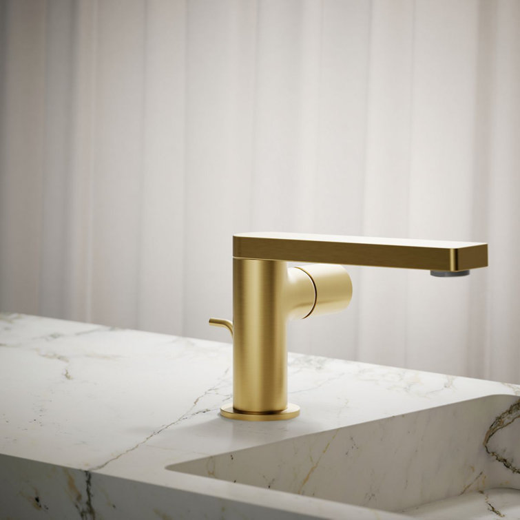 Vibrant Brushed Moderne Brass Single Handle Bathroom Faucet
