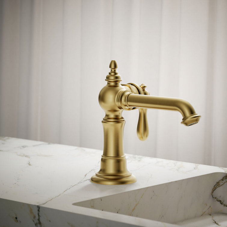 Vibrant Brushed Brass Single Handle Bathroom Faucet