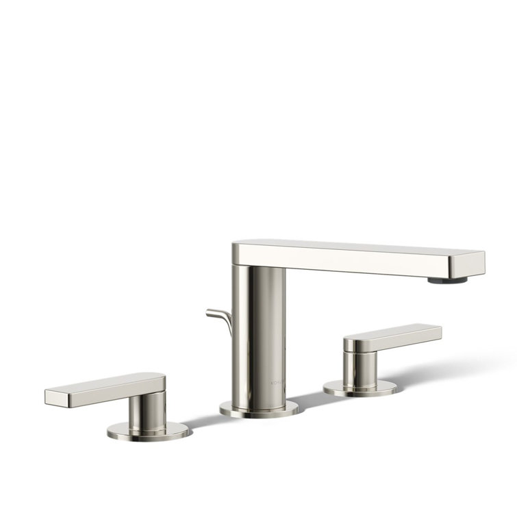 Vibrant Polished Nickel Minimalist Widespread Bathroom Faucet