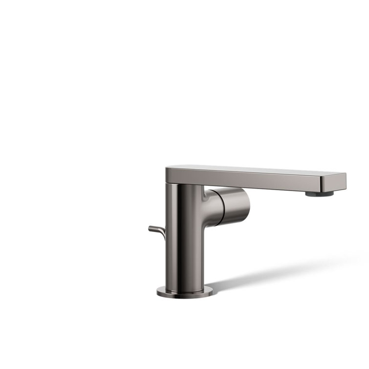 Composed Gray Metal Single-Handle Bathroom Faucet