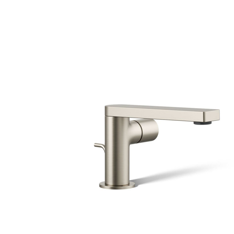 Vibrant Brushed Nickel Single-Handle Low Arc Bathroom Faucet