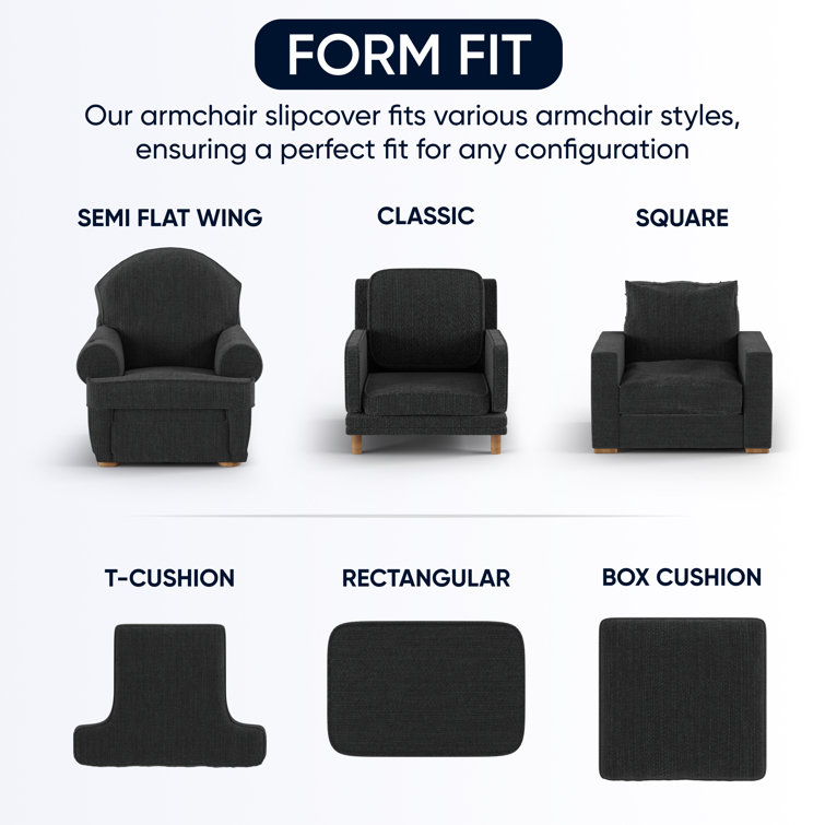 Blue Stretchable Polyester Armchair Cover with Elastic Closure