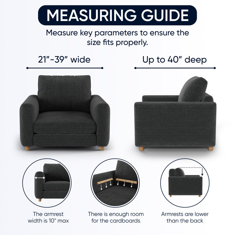 Blue Stretchable Polyester Armchair Cover with Elastic Closure