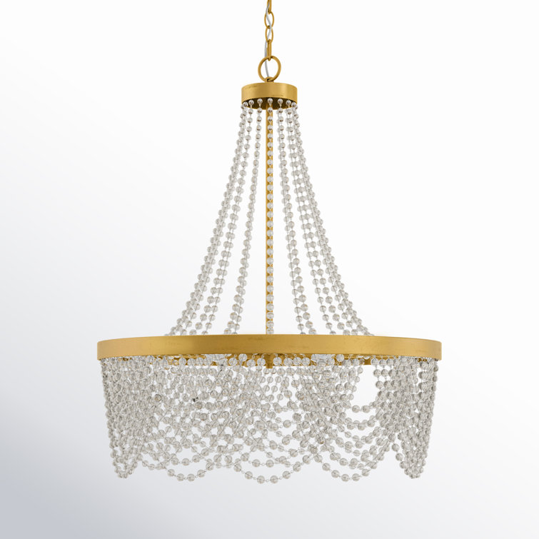 Gold Empire Chandelier with Clear Glass Beads