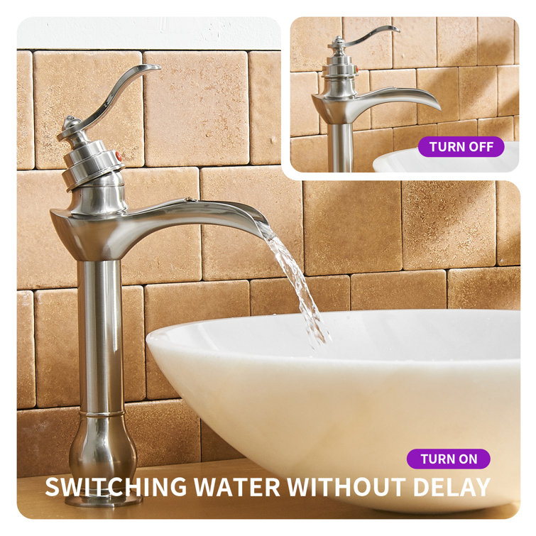 Brushed Nickel High Arc Single Handle Bathroom Faucet