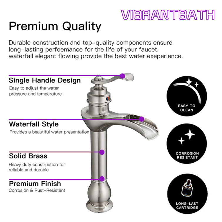 Brushed Nickel High Arc Single Handle Bathroom Faucet
