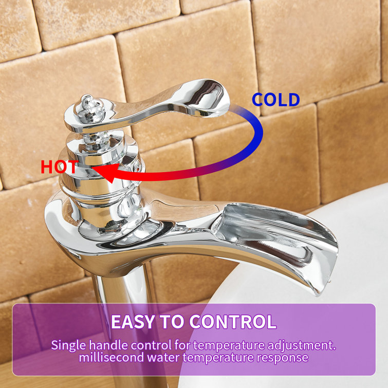 Chrome Waterfall Single Handle Vessel Sink Faucet with Pop-Up Drain