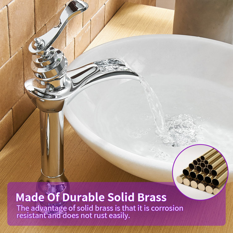 Chrome Waterfall Single Handle Vessel Sink Faucet with Pop-Up Drain