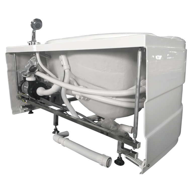 White Acrylic Corner Whirlpool Bathtub with Right Drain