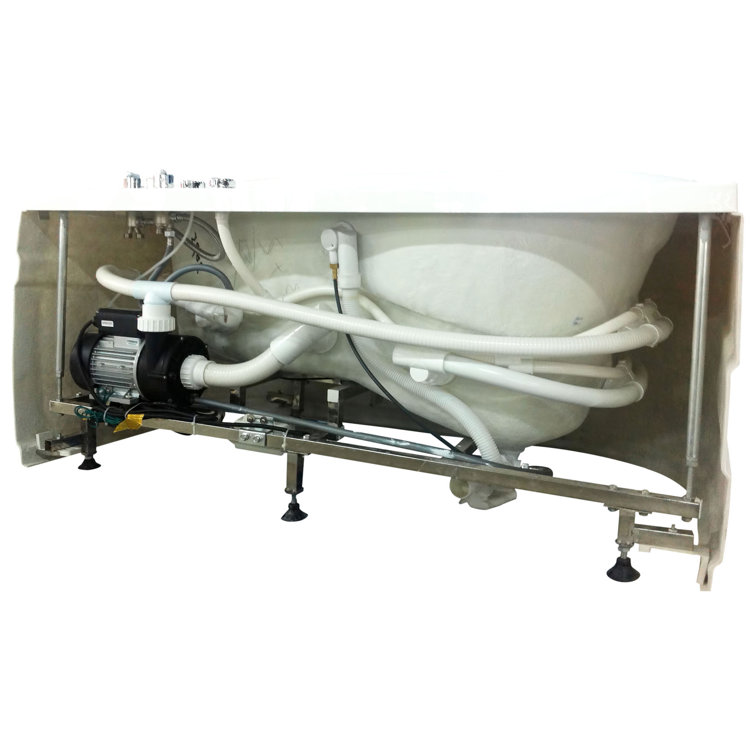 White Acrylic Corner Whirlpool Bathtub with Right Drain