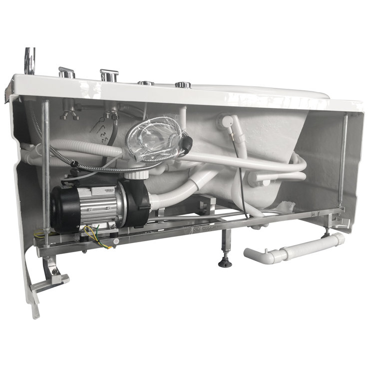 White Acrylic Corner Whirlpool Bathtub with Right Drain