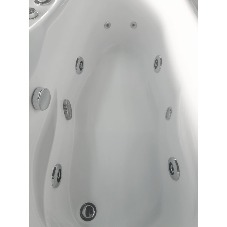 White Acrylic Corner Whirlpool Bathtub with Right Drain