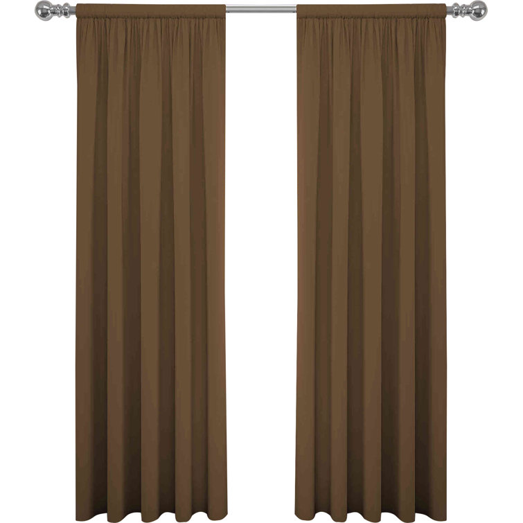 Teal Blue Light-Filtering Polyester Rod Pocket Curtain Panels, 63"
