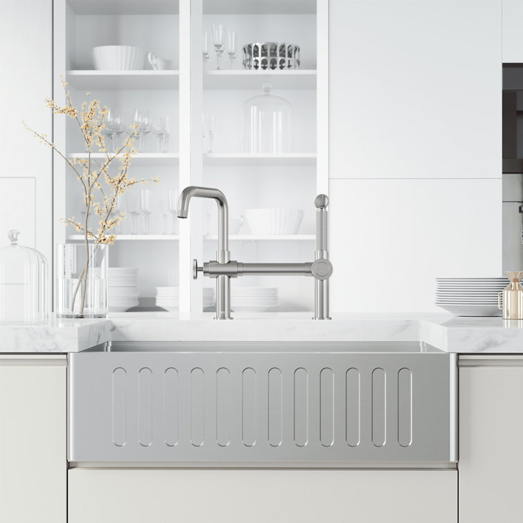Cass Stainless Steel High-Arc Kitchen Faucet with Pull-Out Sprayer
